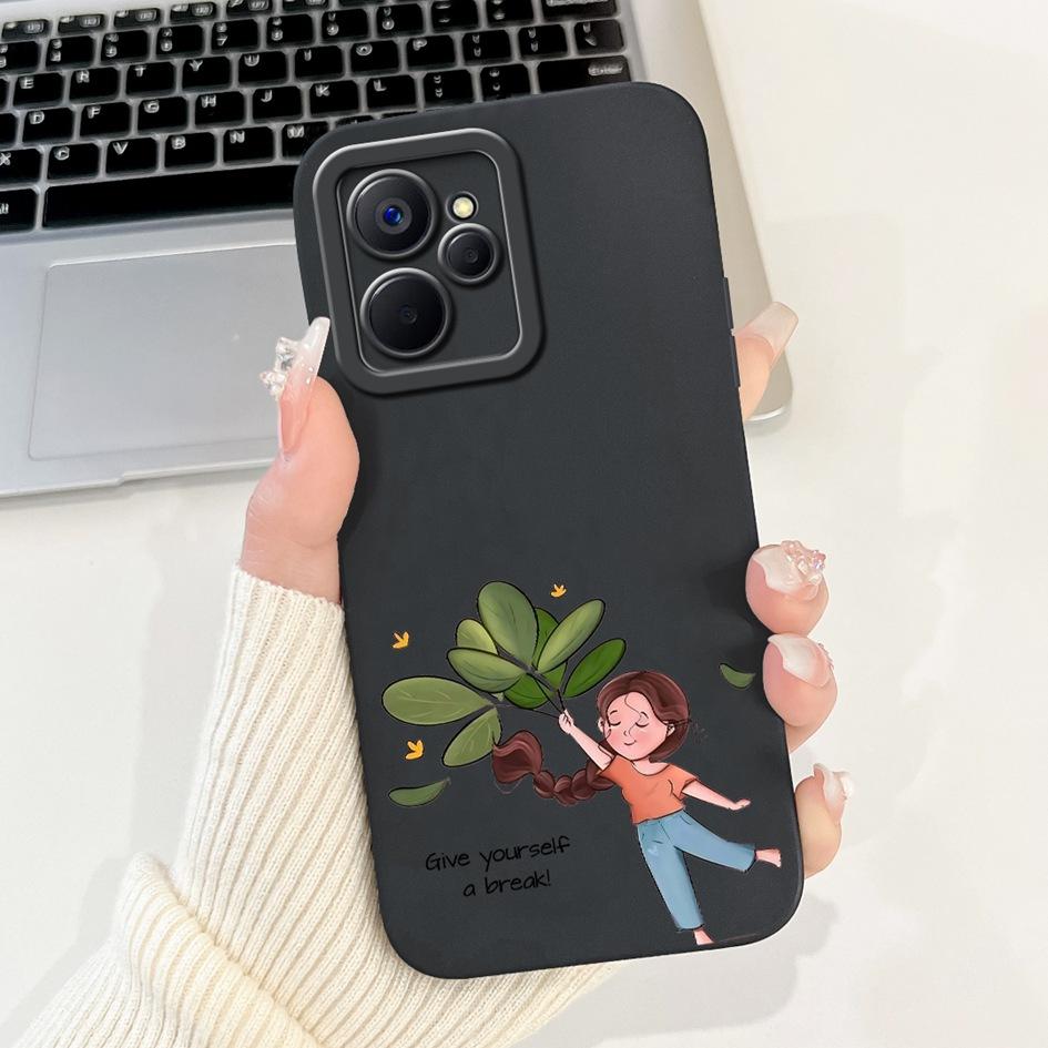 For Realme 9i Case Cool Fashion Flower Marble Sunset Soft Liquid Silicone Lens Protective Cover For Realme 9i 5G Realme9i Bumper