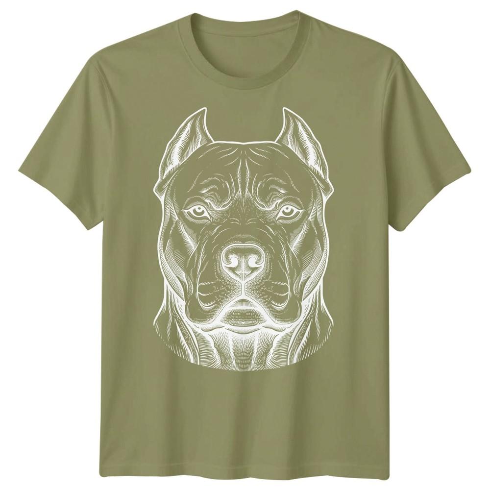 Pitbull Dog Animals Unisexs TShirt Engraving Style Graphic Tee