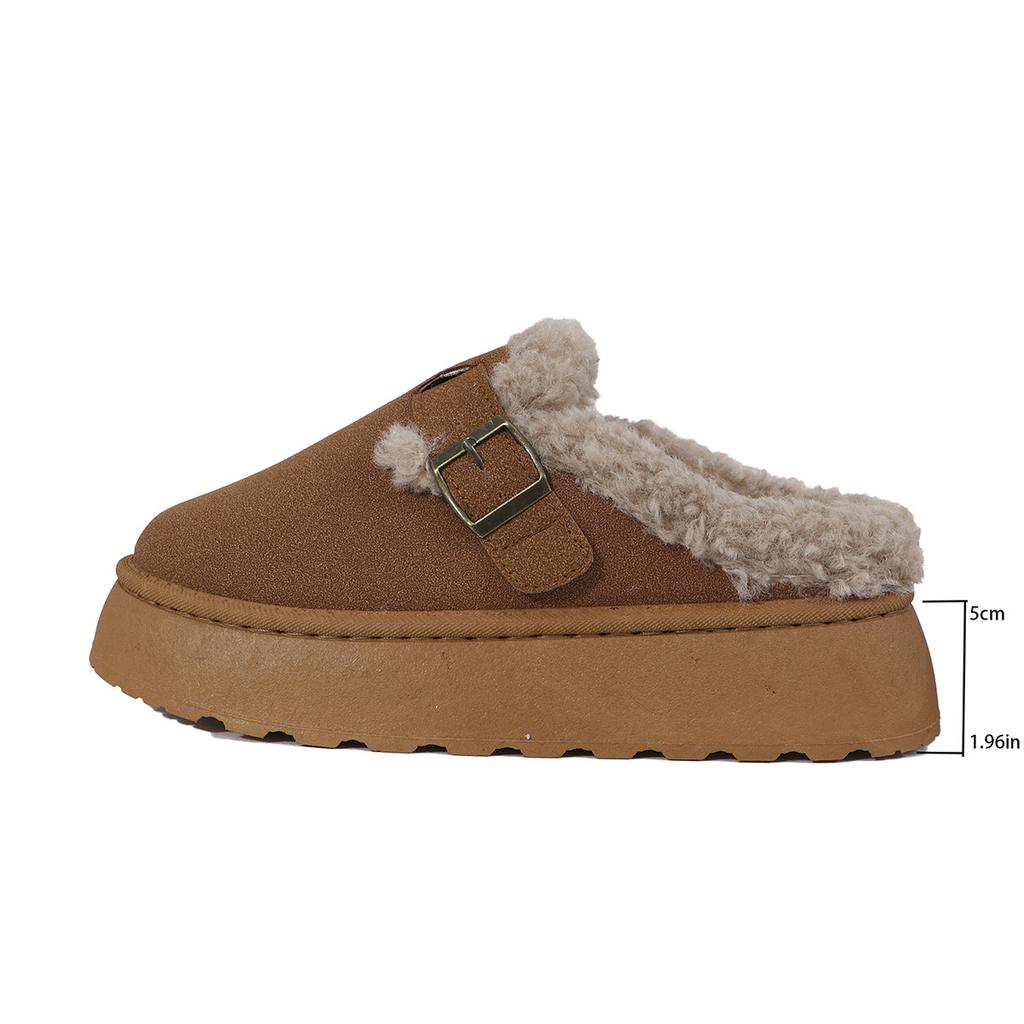 2025 Winter verdickte Schneestiefel Tasche Kopf ziehen integrierte Oberbekleidung flauschig bauschiges Fell Ken dick besohlte Baumwollpantoffeln Frauen