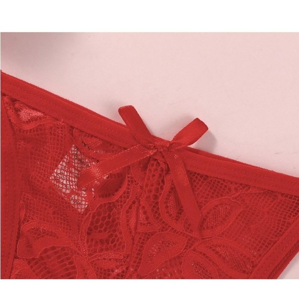 Hollow-out Mesh Lace Briefs Low-waist Women's Thong Sweet Lace Seamless Panties  Female