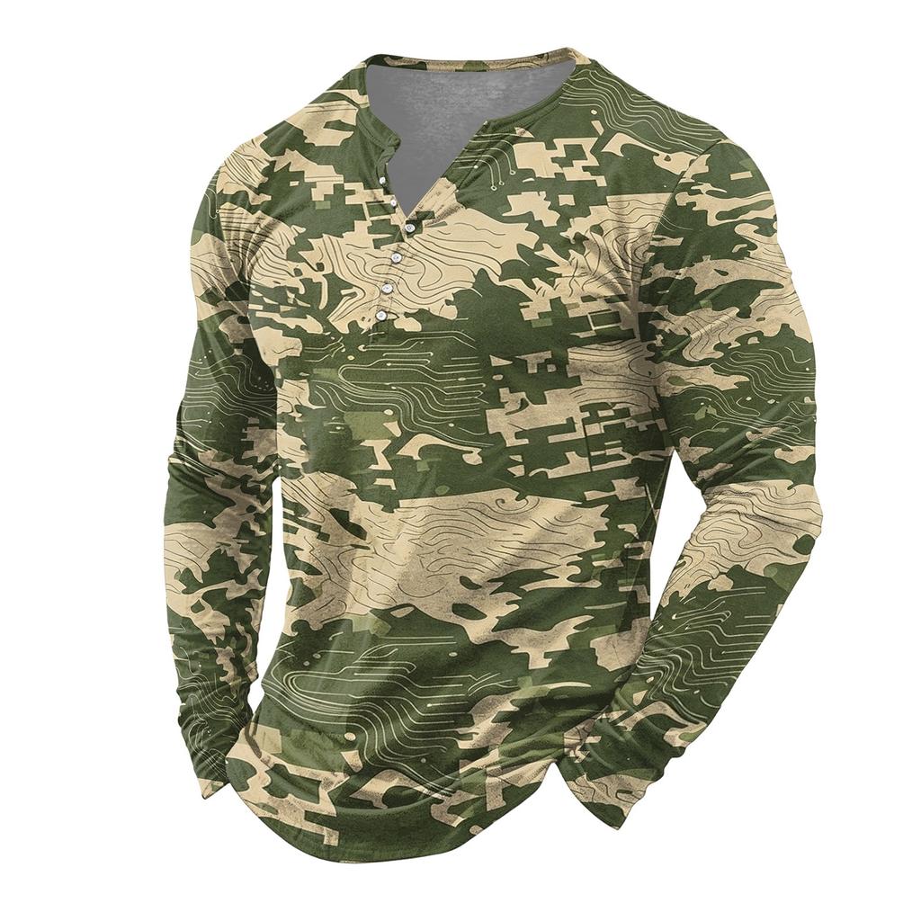 Herren Tarnung Langarmshirt Lässig für den Alltag
