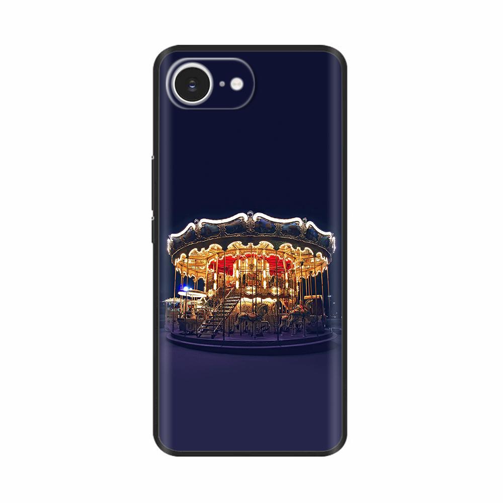 For iPhone 16E Case Fantasy Flower Black Phone Case For iPhone16E / iPhone SE 2025 Soft TPU Shockproof Back Cover Fundas Housing