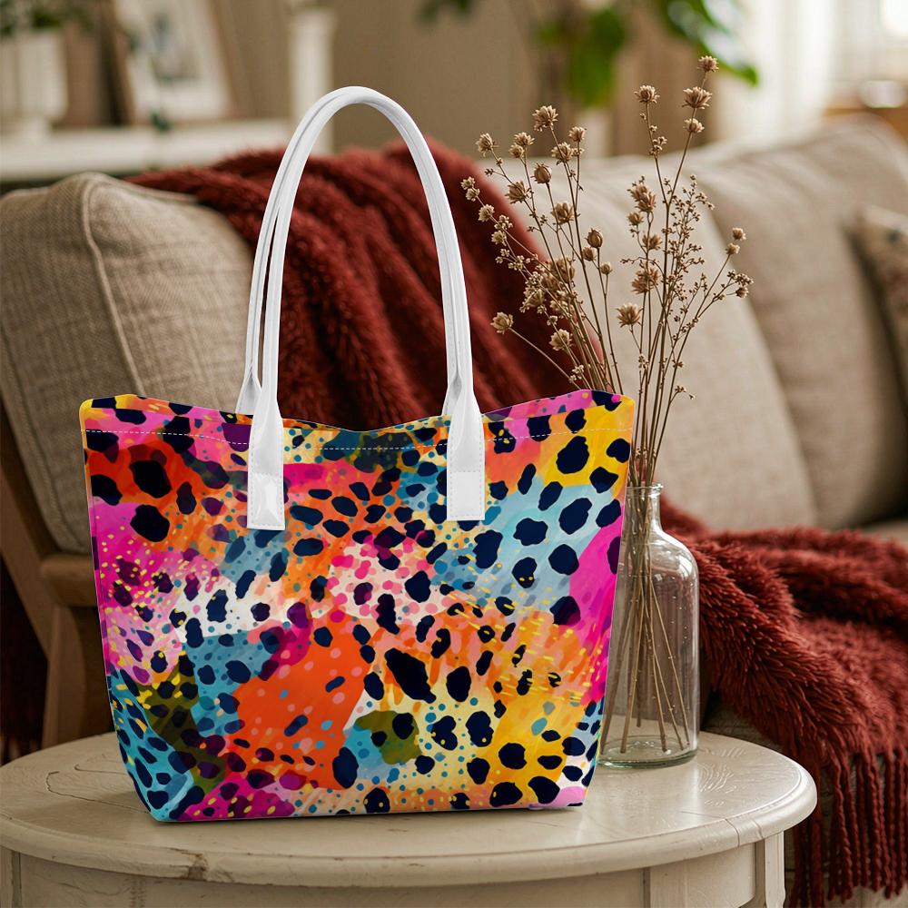 Colorful Leopard Print Tote Bag Fashion Casual Handbag for Daily Use