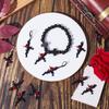 SUNNYCLUE 1 Box 30Pcs Rose Cross Charm Gothic Style Black Crosses Red Rose Flower Beads Easter Cross Charm Thistles Thorns Fancy Crucifix Charms for