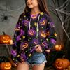 Kids' Halloween Print Hooded Sweatshirt - Casual Pullover for Boys and Girls