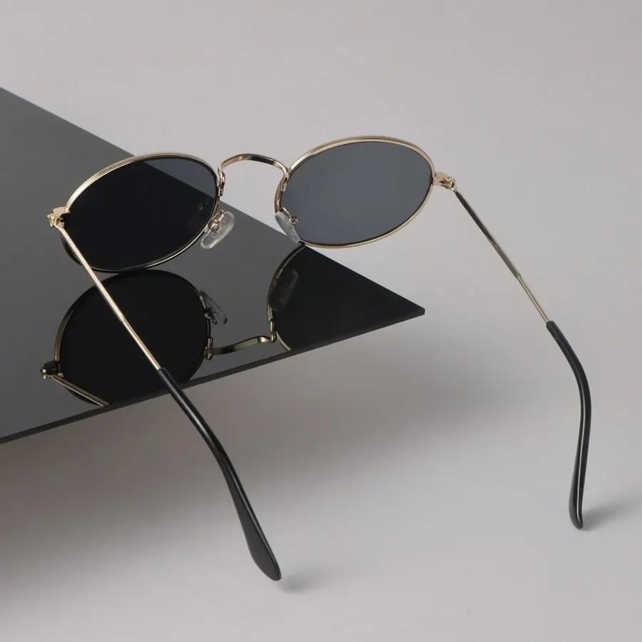 Designer Oval Sunglasses Women Men Vintage Black Sun Glasses Fashion Personality Eyewear Small Frame Mirror Brand