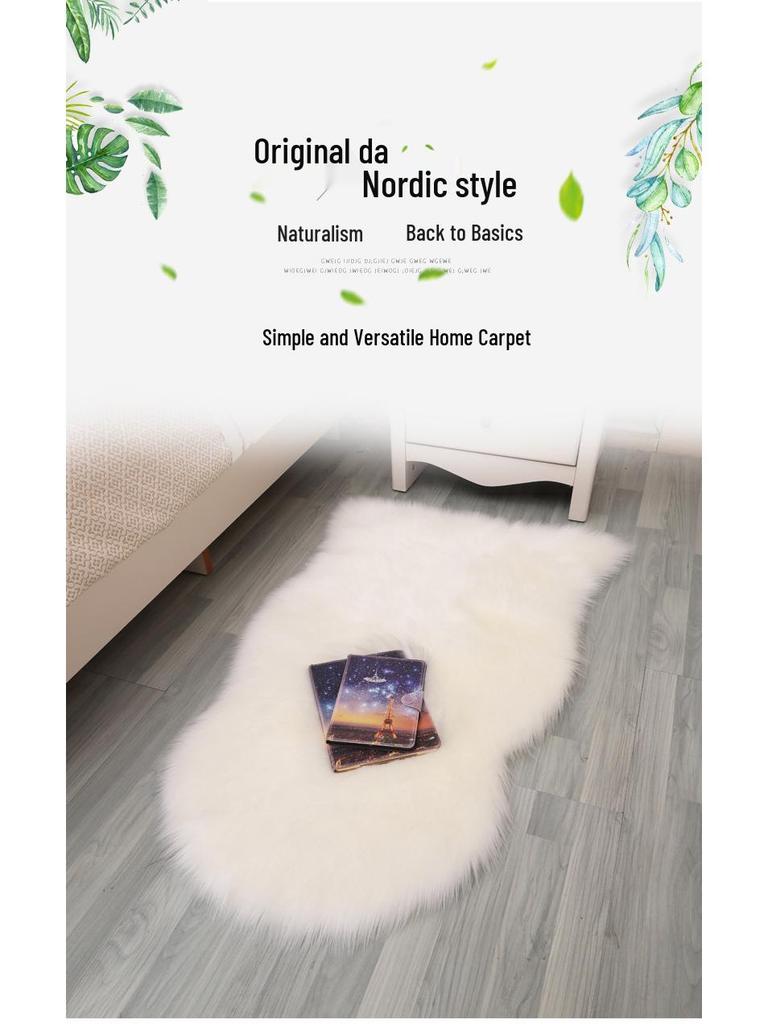 European Style Modern Minimalist Faux Wool Long Pile Rug for Living Room and Bedroom