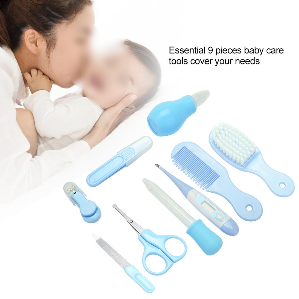 9 Stück Praktisches Tägliches Baby Nagelknipser Schere Haarbürste Kamm Maniküre Pflege Set Rosa