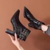 Fashion Boots Women's Autumn and Winter Fashion Pointed Side Zipper High Heel Thick Heel Short Boots Women's Tide