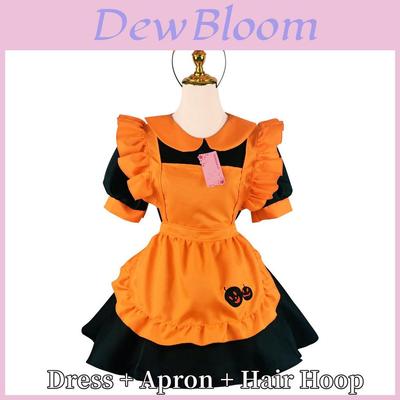 Carino Vestito Lolita Zucca Cameriera Costume per Festa di Halloween Con Copricapo