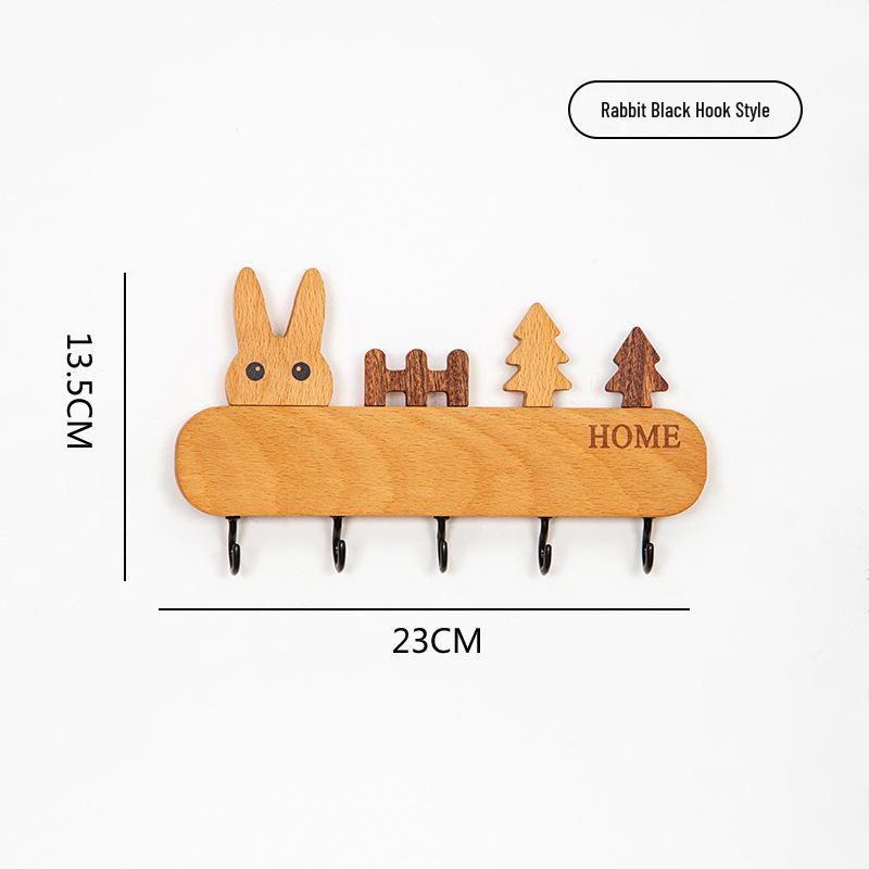 Nordic Key Hook: No-Drill Wall-Mounted Beech Wood Hallway Decoration and Storage Rack