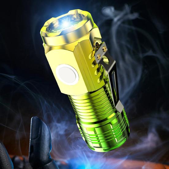 3-LED Mini Flashlight Type-C LED Torch with Magnetic Clip Waterproof Portable Emergency Light Lightweight Work Light for Outdoor Camping Hiking