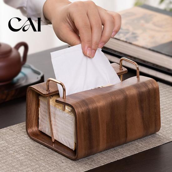 Napkin Storage Organizer Wooden Tissue Holder, Rectangular Decorative Paper Dispenser, Compact Dispenser Organizer, for Office Desk Home Decor Dining