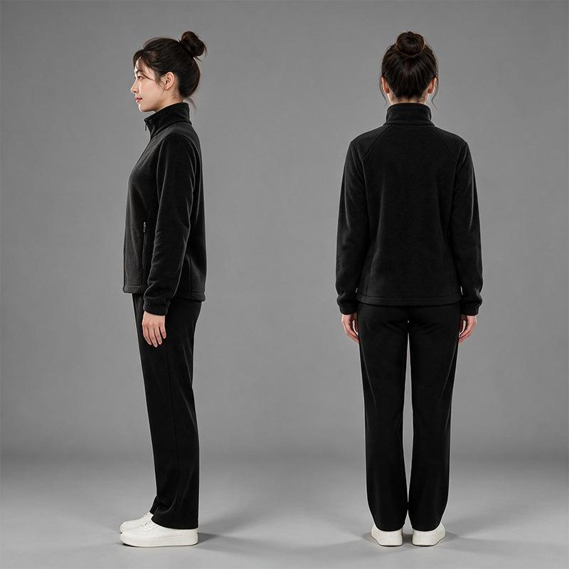 Fleece Women's Fleece Jacket Top Outdoor Jacket Liner Warm Cardigan Stand-Up Sweater