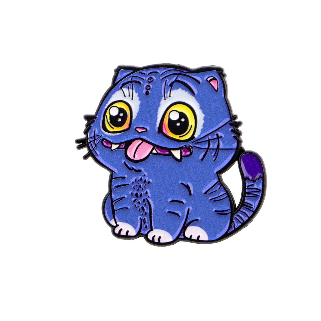 Happy Blue Cat Tiger Enamel Pin Mystic Hunter Girls Group Brooches Lapel Badges Fantasy Animals Jewelry Gift for Fans Friends