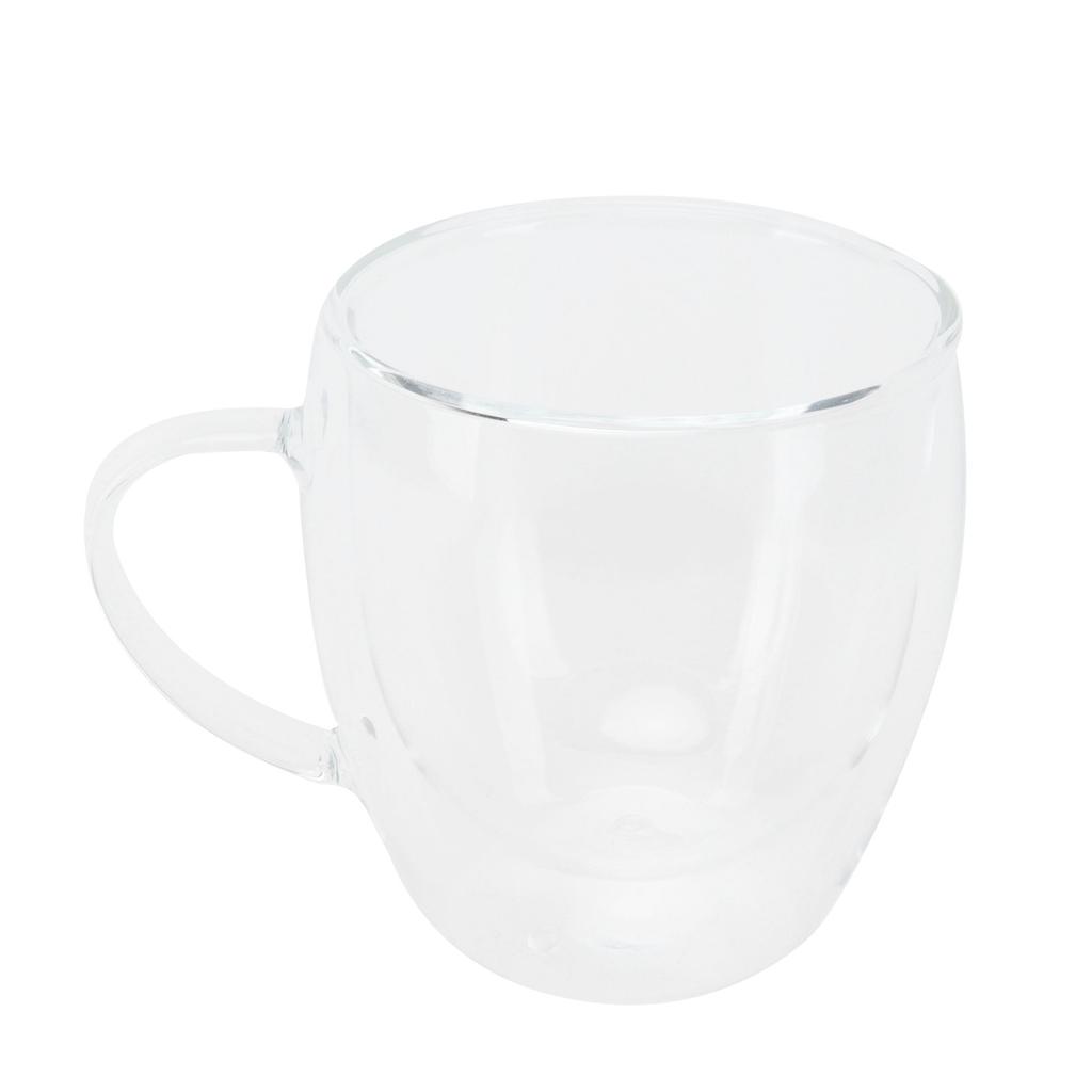 Glasbecher mit Henkel Transparent Doppelwandig Kaffee Milch Tee Trinkbecher Hitzebeständig 250ml