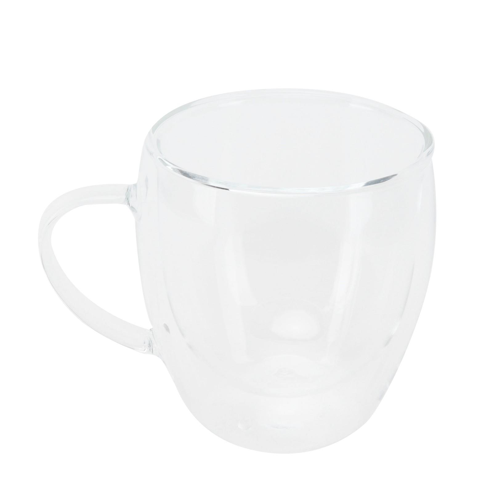 Konnwei Red/White Glass Mug With Handle Transparent Double Wall Coffee Milk Tea Drink Cup Heat Resistant250ml