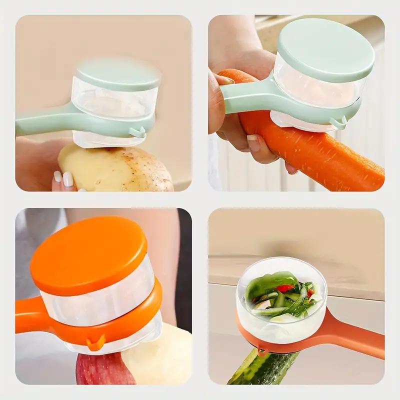 Multifunctional Fruit and Vegetable Peeler with Storage Box - Serrated Blade, Durable Plastic, Kitchen and Dorm Essential