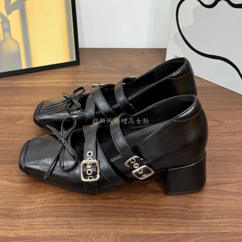 2025 Inner Heightened Single Shoes Women's 2025 New Spring and Autumn Summer Chunky High Heeled Mary Jane Shoes