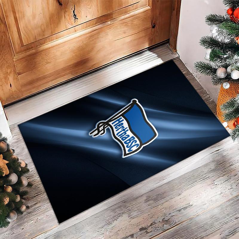 Hertha BSC FC Fußballmuster Weicher Teppich rutschfest für Innenbereiche Sport Dekor Matte für Schlafzimmer