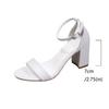 2026 Women's Plus Size Summer Sandals - One-Strap Chunky Heel, European American Style, White, 7.5cm Heels