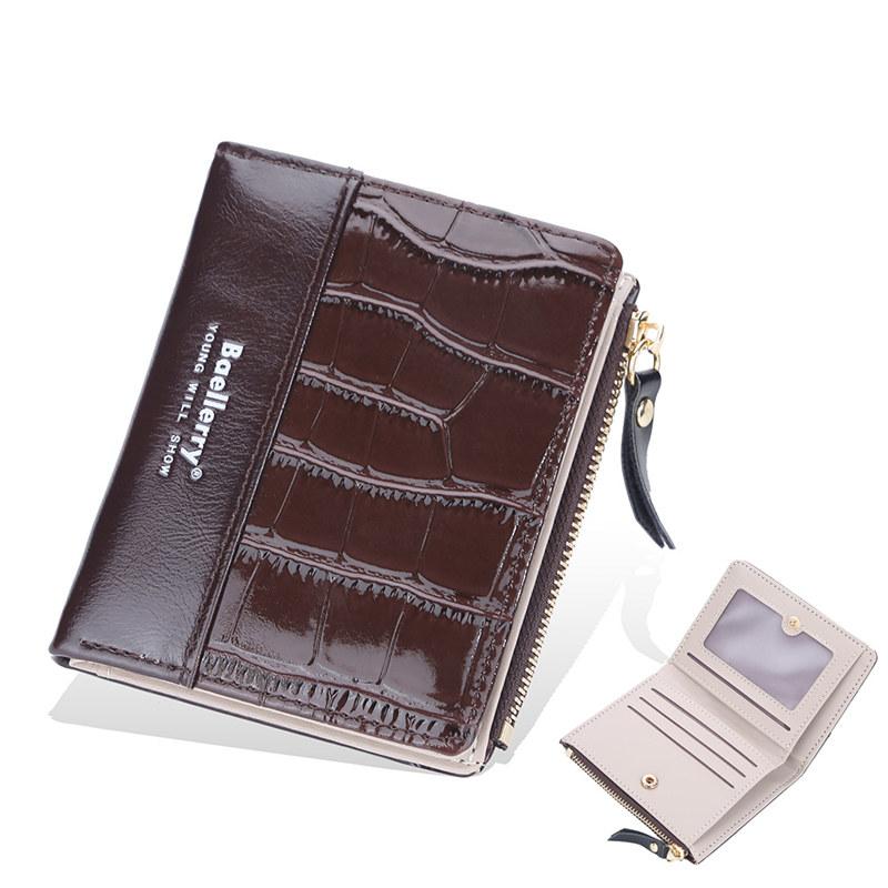 

Baellerry женские модные держатели для карт короткие кошельки с крокодиловым узором двойной кошелек на молнии кошелек для монет 11.5*9.5*2cm кофейный