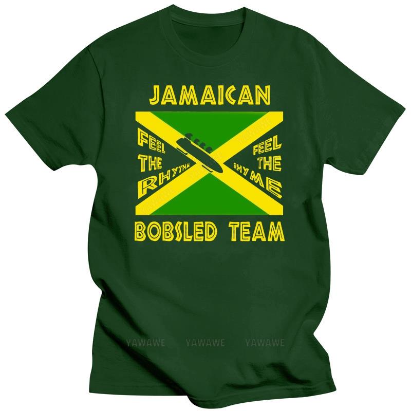 Black t shirt for male summer brand tee-shirt Cool Runnings Jamaica Bobsled Team Feel Rhythm Feel Rhyme Flag Funny T-Shirt