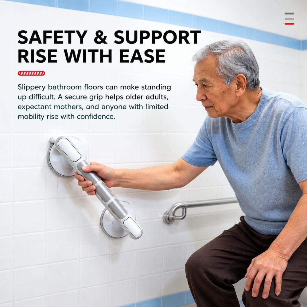 No Drill Installation Shower Grab Rail Luminous Non Slip Grip Anti Fall Support Bar  Shower Room