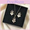 Geometrische Legering Ketting Oorbellen Set Met Zirkonia Voor Dagelijkse Mode Vrouwen