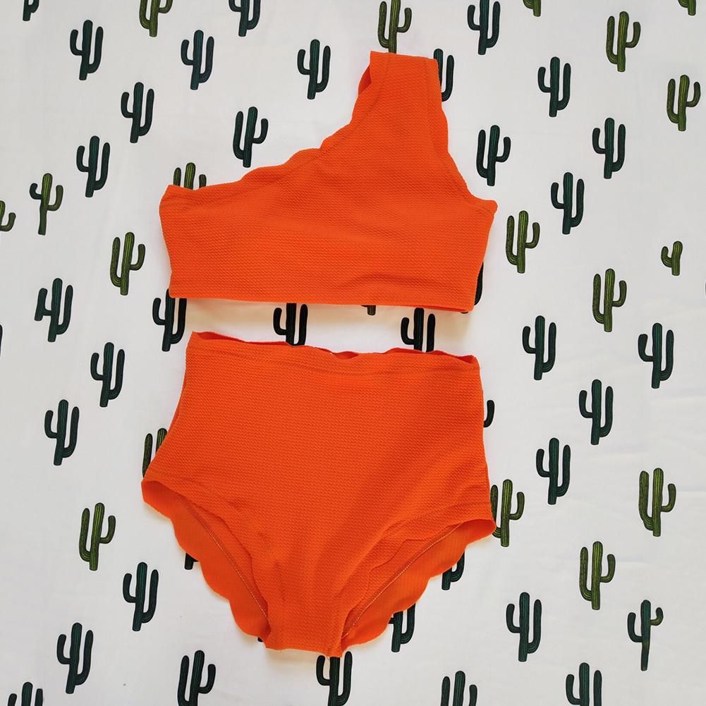 Cheap 2Pcs Fashion Women One Shoulder High Waist Scalloped Bikini Set ...