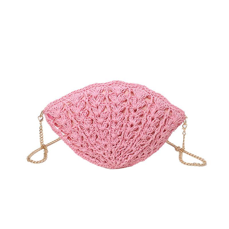 Simple Solid Color Shell Shaped Women Casual Woven Chain Bag For Daily Casual Wear