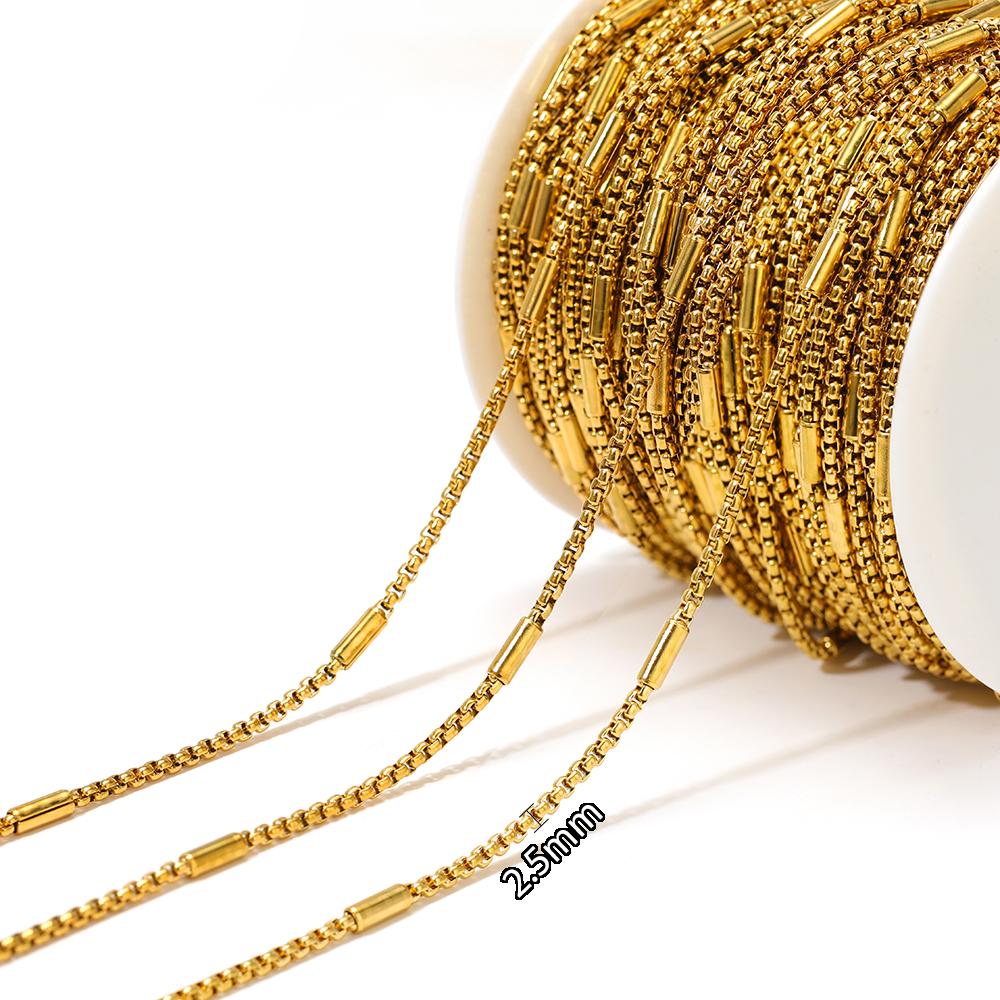 1 Meter Stainless Steel Gold Box Tube Cable Chains for DIY Necklaces Jewelry Earrings Making Bracelet Findings Supplies Bulk