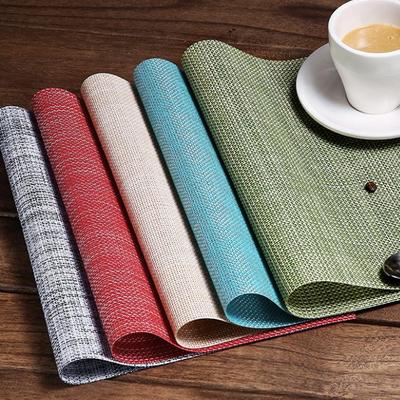4PCS 30x45cm Washable Placemats Grey Heat Resistant Durable Plastic Placemats Woven Table Mats Vinyl for Dining Kitchen Table