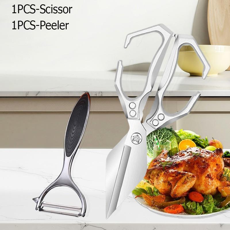 WXCOO Powerful Kitchen Scissors Heavy Duty Triangular Blade Stainless Steel Shears for Cutting Meat Chicken Bones Scissors