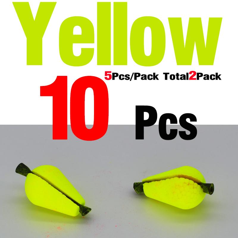 MNFT 10Pcs Float Foam Tear Drop Strike Indicator Fluorescent Yellow Red Float Foam Clip Type Fly Fishing Float Accesories