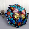 1pc Butterfly StainedGlass Automatic Folding Umbrella   Compact 8 Rib Design, Durable Iron Frame for Travel, Outdoor,  a0920090