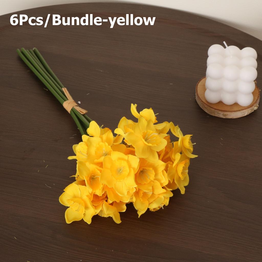 Künstliche Blume Osterglocke Seidenblumen Strauß, Frühlingsblume Kunstseide Blumenarrangement, Dekorative Akzente für Zuhause und Büro