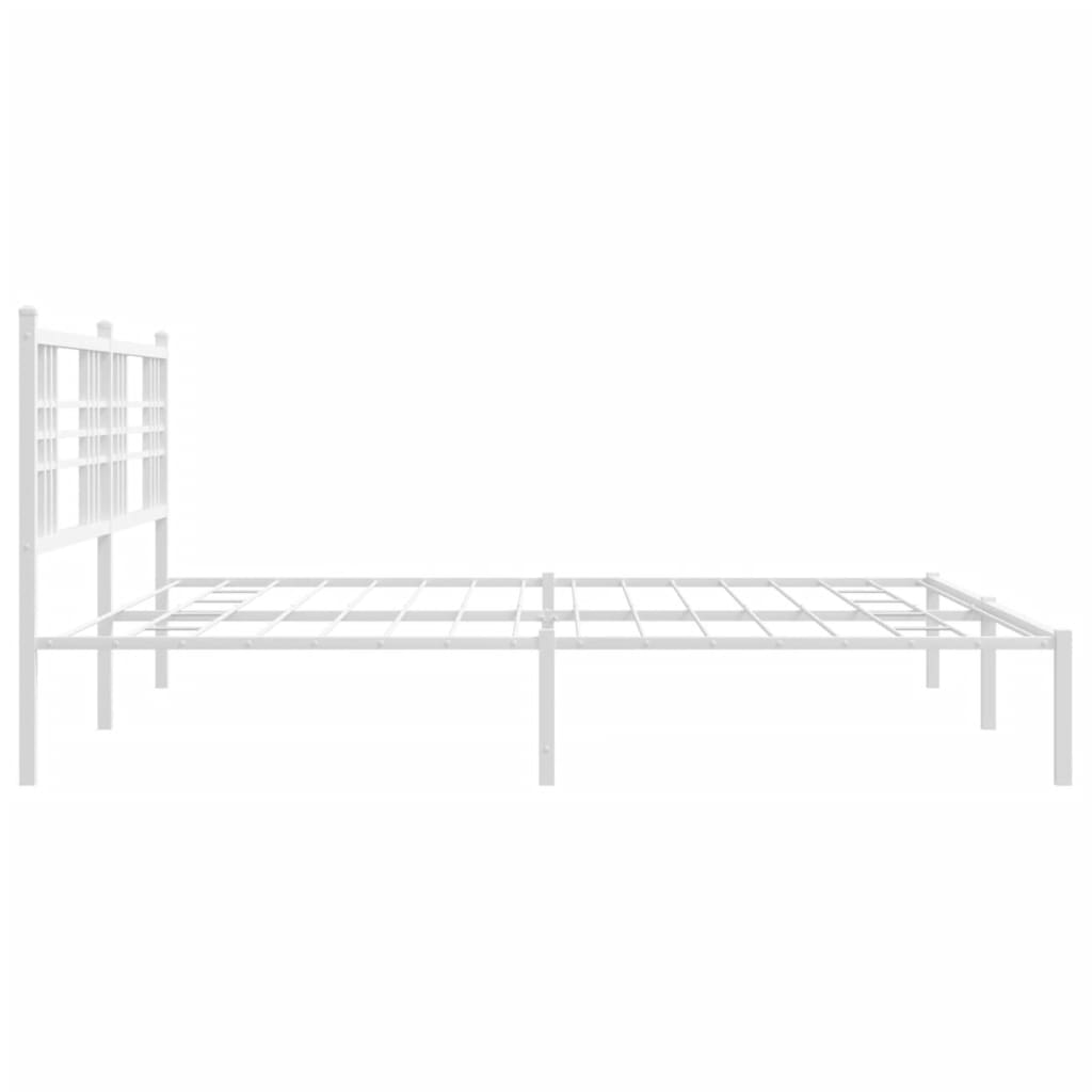 Metal Bed Frame with Headboard White 193 x 203 cm