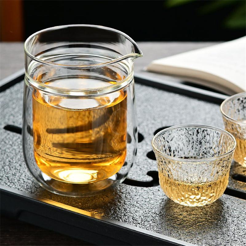 Japoński styl Żaroodporny Podwójna Ścianka Szklana Czarka do Herbaty Chahai Zestaw do Herbaty Kung Fu Akcesoria Dzbanek do Kawy Dzbanek