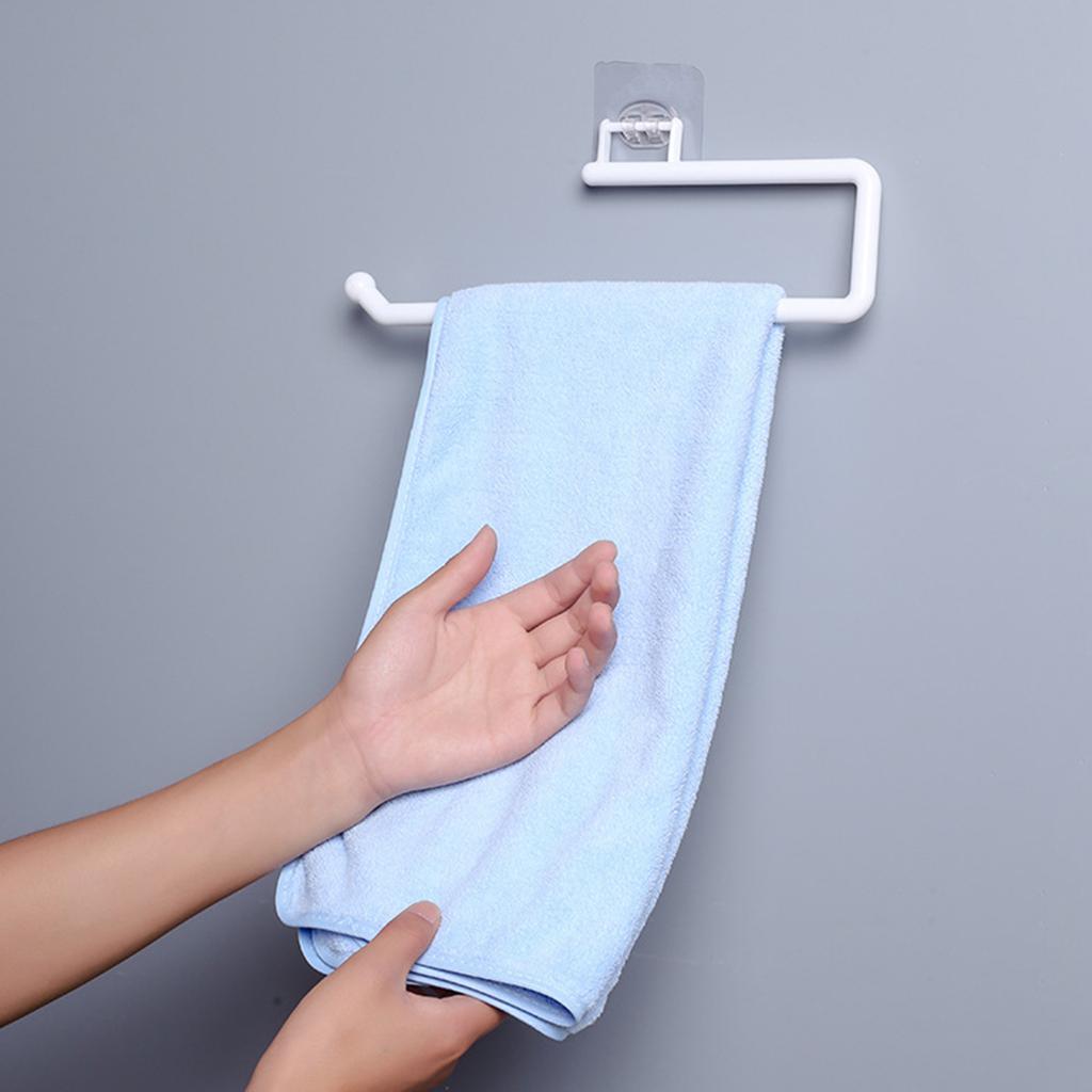 Toilet Paper Holder Wall Hanging Tissue Roll Dispenser Multifunctional Hook Self-adhesive Towel Rack Save Space