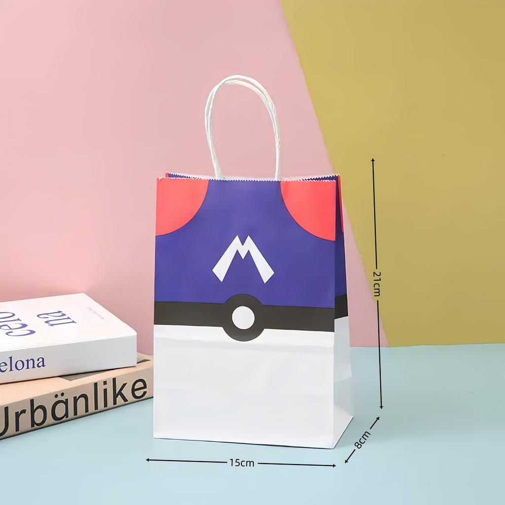 Pokemon Gift Bags Birthday Party Decoration Pikachu Candy Paper Bags Goody Biscuit Package Kids Boys Favors Gifts Party Supplies