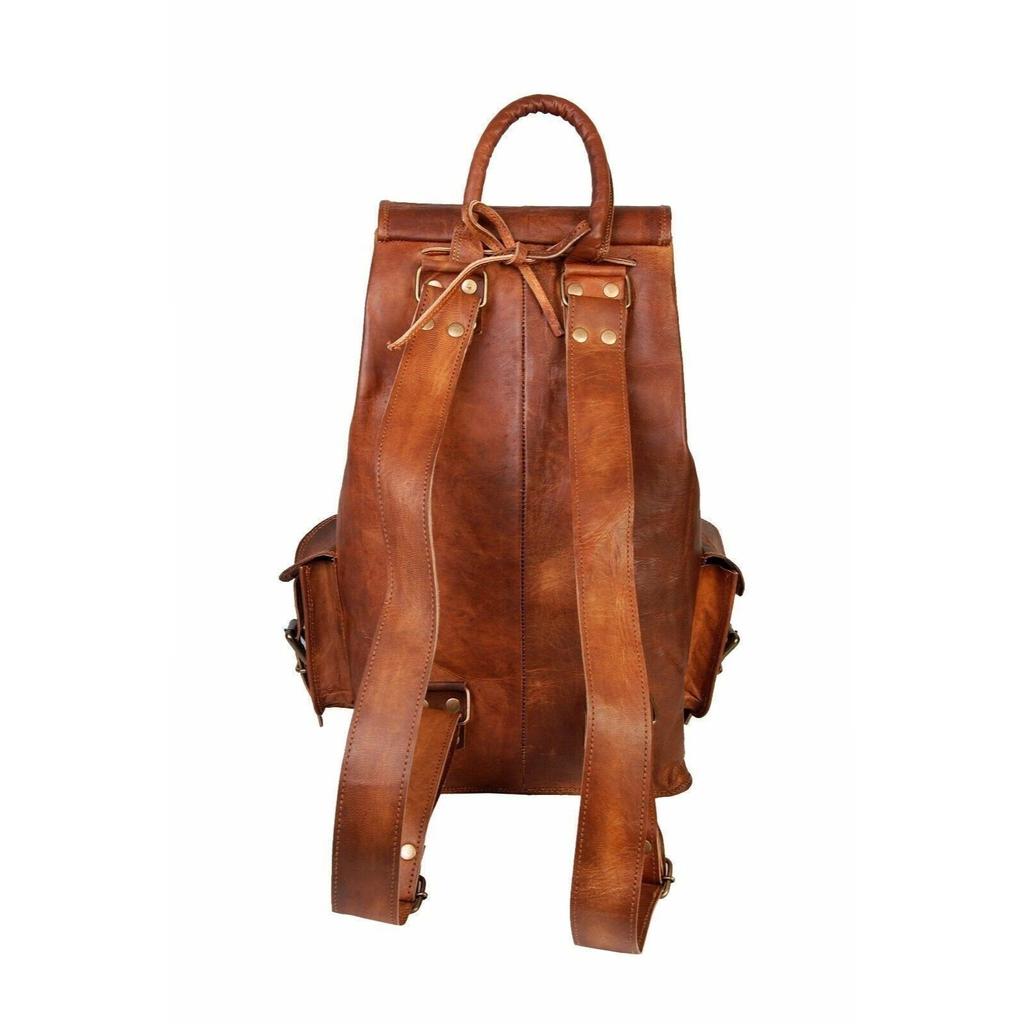 Duży męski plecak podróżny w stylu vintage z prawdziwej skóry koziej, torba na laptopa