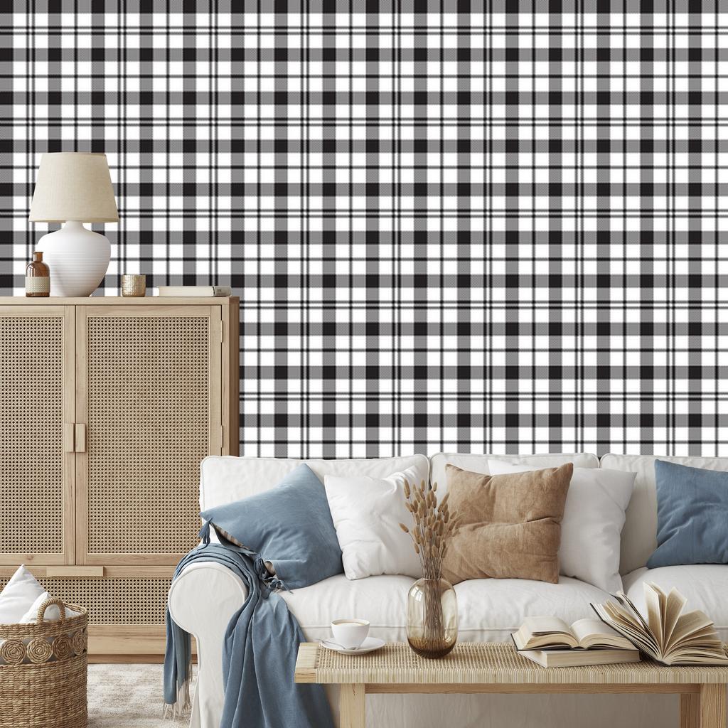 Black and white checkered wallpaper, gray and light gray, 50x1000