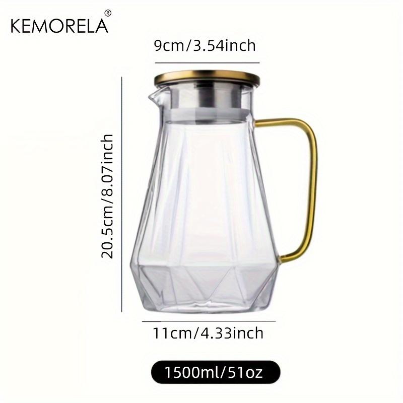 1PCS Diamond Texture Glass Teapot Set Hot Cold Water Kettle Water Jug Transparent Coffee Pot Home Water Carafe Glass Pitcher 1L