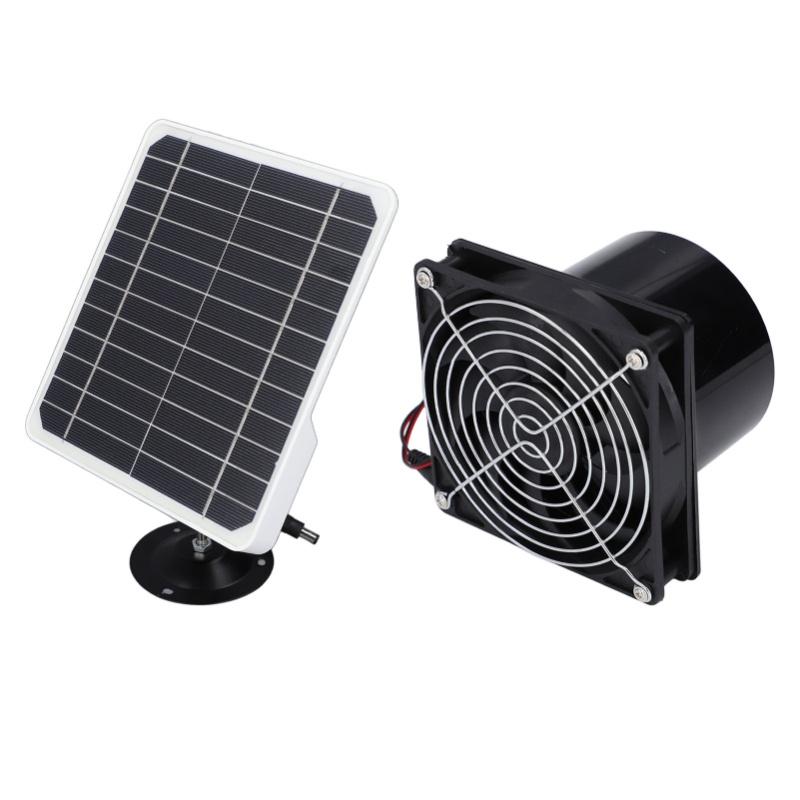 6.5 Inch Solar Powered Exhaust Fan 50W 12V ABS Monocrystalline Silicon Solar Panel Ventilation Fan Kit For Round Pipe Pet House