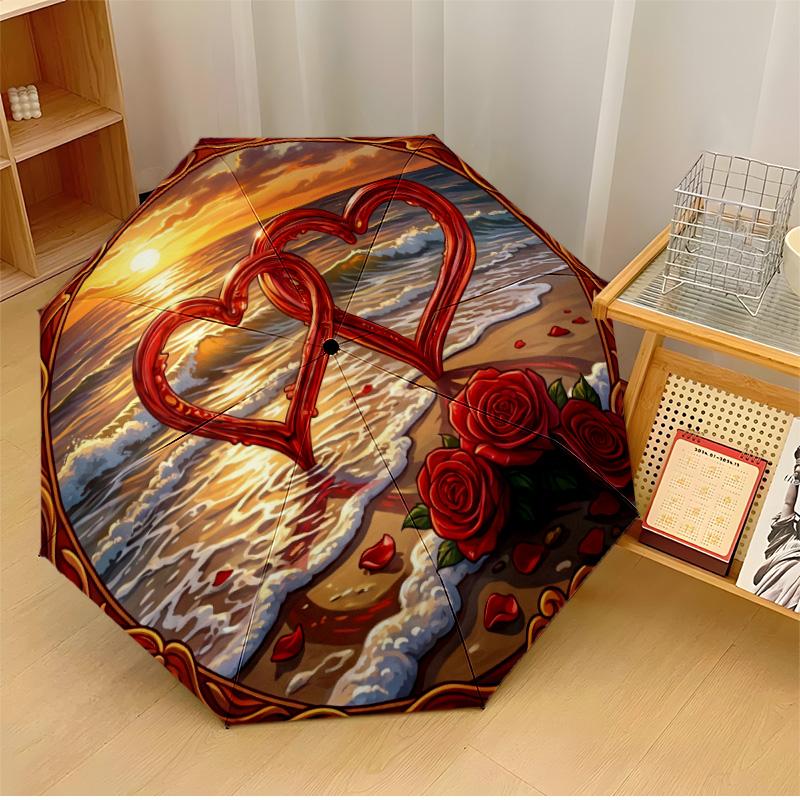 

Hare in Floral Circle Theme Automatic Umbrella Compact 8-Rib Design Sturdy Construction Durable Umbrella Stylish Accessory