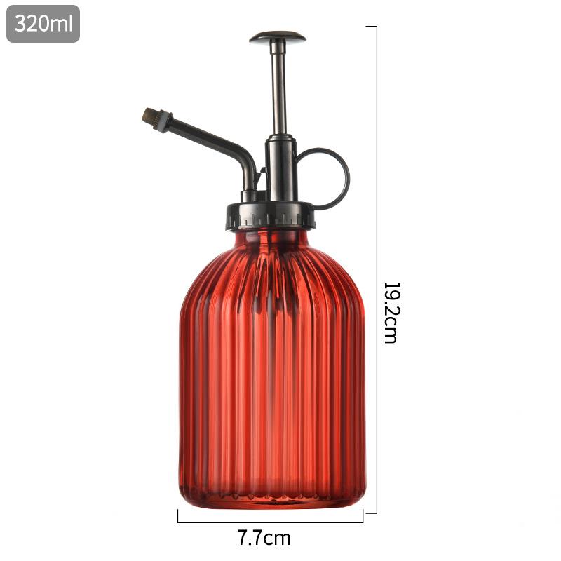 Creative Hand-Press Glass Watering Spray Bottle with Vertical Stripe Design