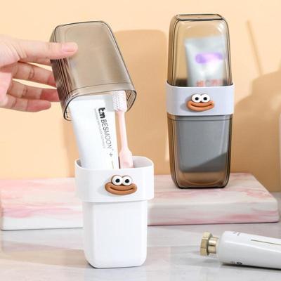 Travel Toothbrush Holder With Mouthwash Cup Portable Durable Oval-Shaped Toothpaste Storage Brushing Washing Toothware Box