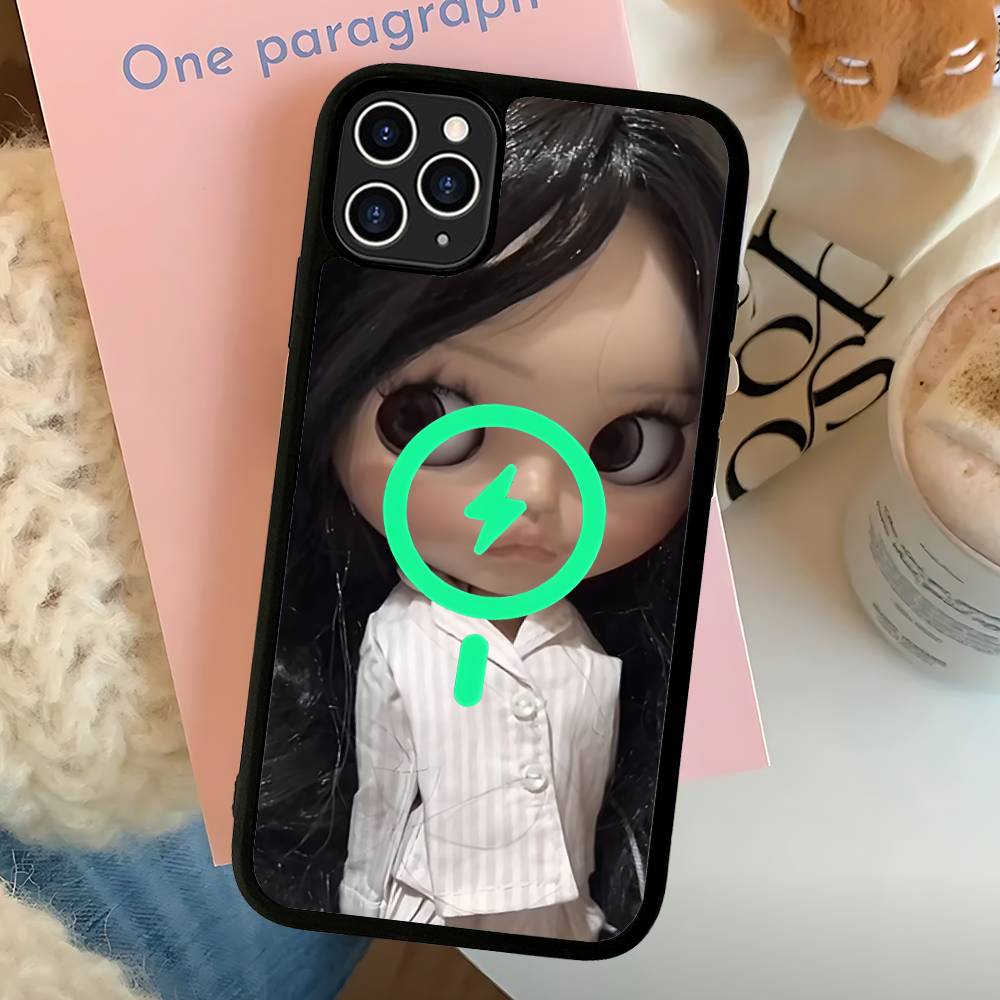 Dark Cute Girl Doll Art Magnetic Wireless Phone Case For IPhone 17 16 15 14 13 12 11 Pro Max Plus Mag Phone Cover
