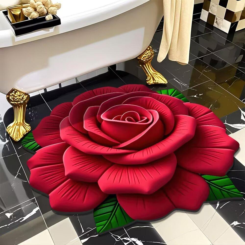 Soft Peony Floor Mat Special-shaped Door Gasket Flower Carpet  for Living Room Tea Table Bedside